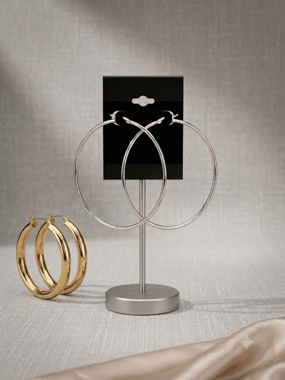Large Sterling Silver Hoop Earrings - Statement Hoops